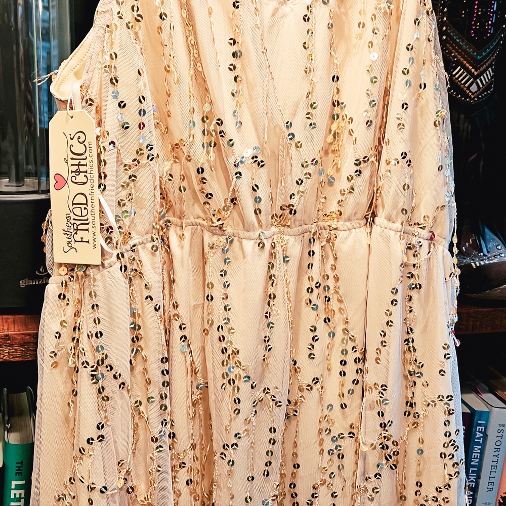 Cream Sequin Kids Dress